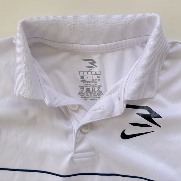 NIKE x 3BRAND Little Boys White Navy Blue Polo Shorts Set Performance Size 4/5 - Picture 4 of 9